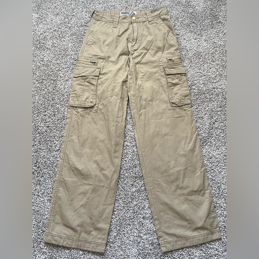 Wear First Tan Casual Cargo Pants with Relaxed Fit Boys Size 16